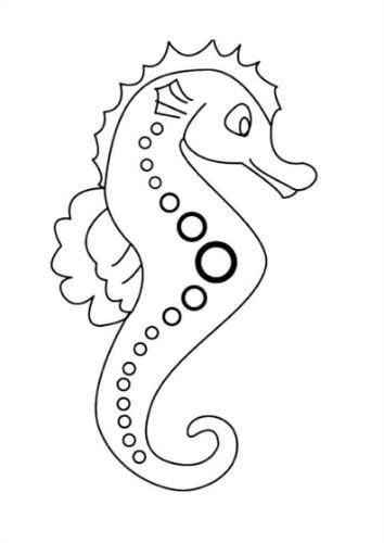 Mẫu tranh tô màu hình chú cá ngựa dành cho bé từ 2 đến 5 tuổi