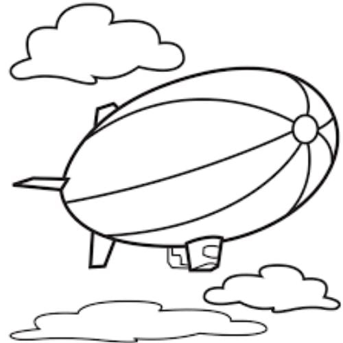 Mẫu tranh tô màu cho bé hình khinh khí cầu đang lơ lững trên bầu trời