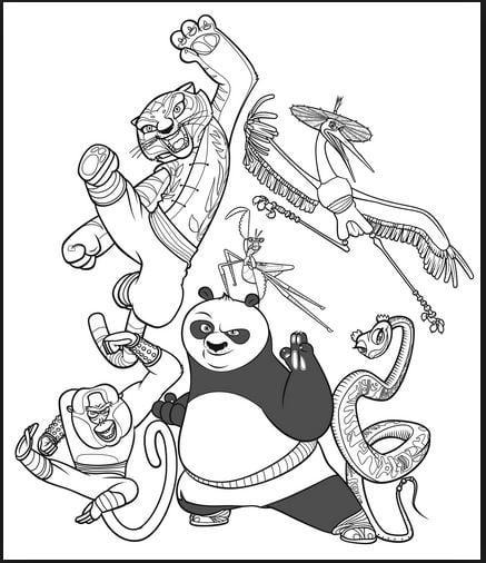 Mẫu tranh tô màu hình hoạt hình Kungfu Panda
