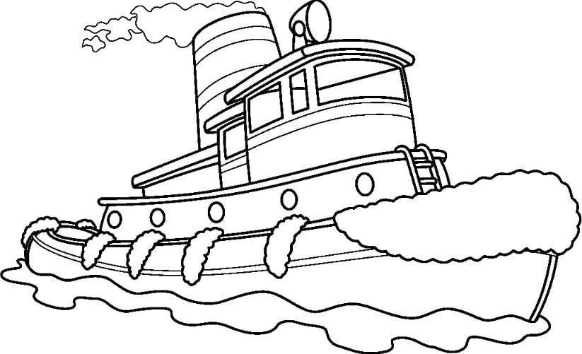 Mẫu tranh tô màu cho bé hình chiếc tàu đang chạy