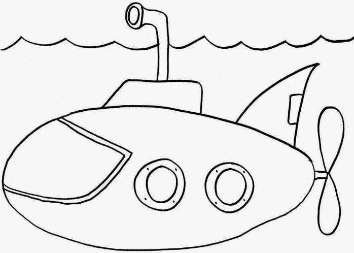 Mẫu tranh tô màu hình chiếc tàu ngầm ngộ nghĩnh dành cho bé