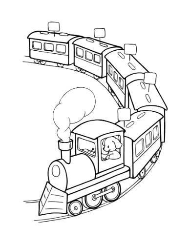 Mẫu tranh tô màu đoàn tàu xe lửa dành cho bé