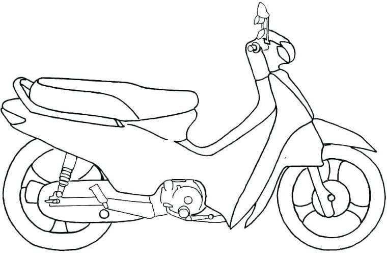 Mẫu tranh tô màu hình chiếc xe máy dành cho bé