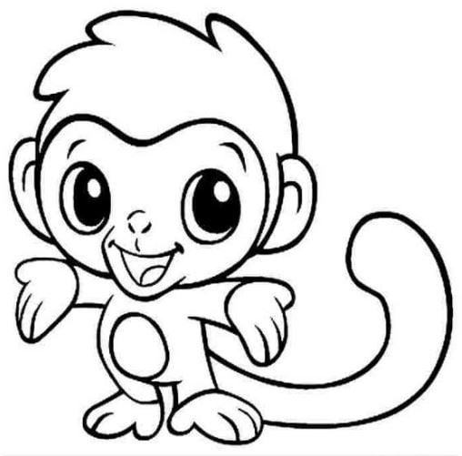 Mẫu tranh tô màu dành cho bé hình con khỉ ngộ nghĩnh
