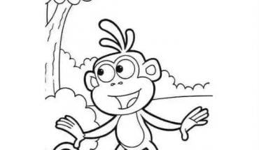 Mẫu tranh tô màu cho bé hình con khỉ ngây ngô