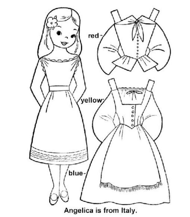 Mẫu tranh tô màu hình những chiếc đầm dành tặng cho các bé gái nhân dịp tết