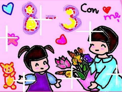 Tranh vẽ hình con gái tặng bó hoa cho mẹ nhân ngày quốc tế phụ nữ 8-3