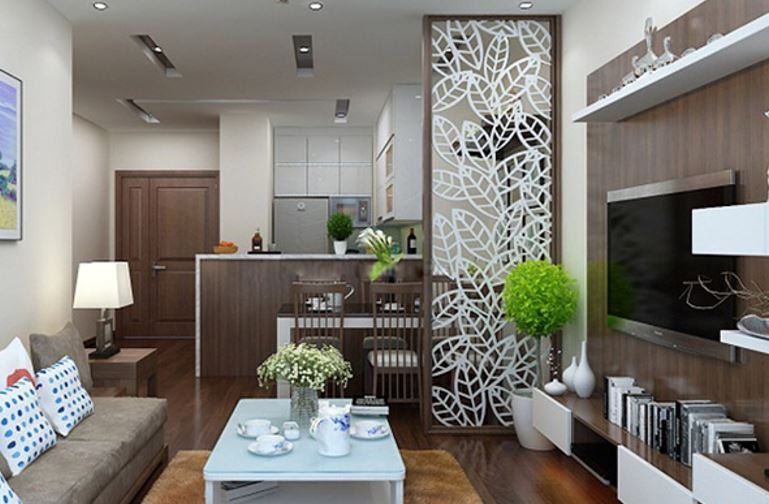 Sử dụng vách ngăn cho không gian phòng khách và phòng ăn tạo nên sự tươi mới, thoáng đãng và thẩm mỹ cho căn nhà